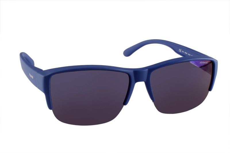 Polarized Rectangular Sunglasses (62)  (For Men & Women, Blue)