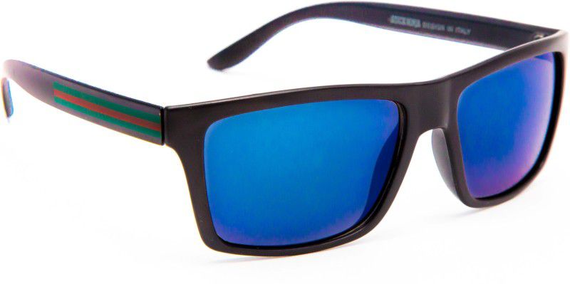 Mirrored, UV Protection Rectangular, Wayfarer Sunglasses (Free Size)  (For Men & Women, Blue)