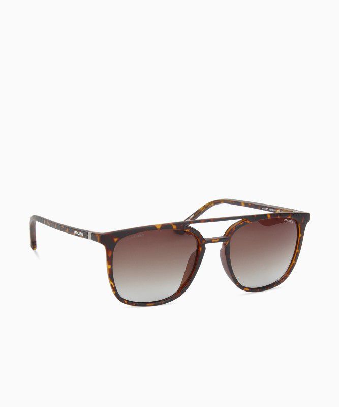 Polarized, Gradient, UV Protection Retro Square Sunglasses (53)  (For Men, Brown)