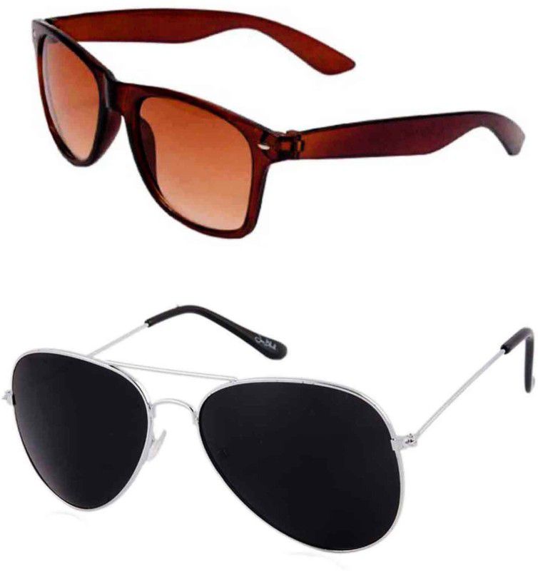 UV Protection Aviator, Wayfarer Sunglasses (Free Size)  (For Men & Women, Black, Brown)