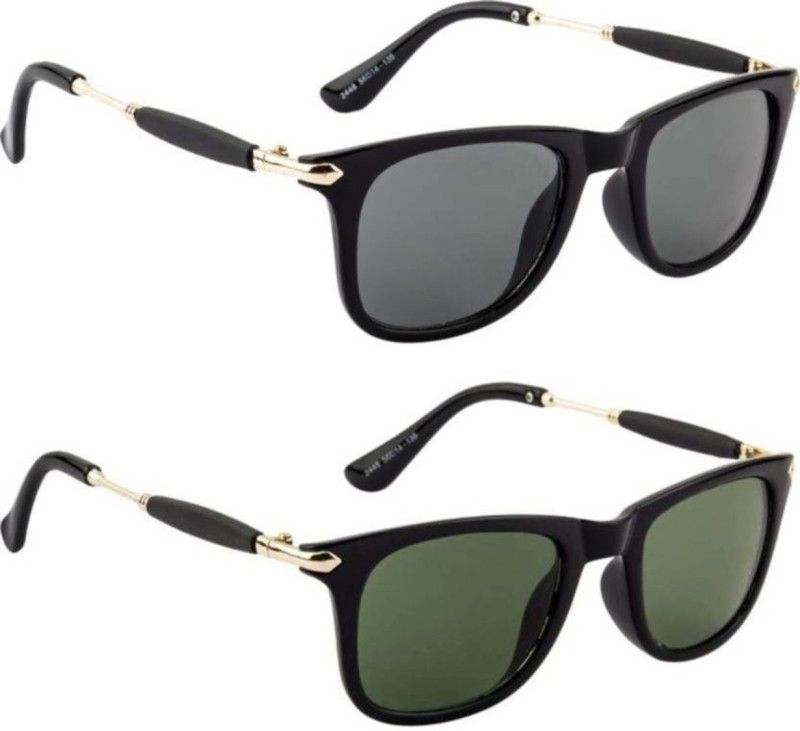 UV Protection Wayfarer Sunglasses (Free Size)  (For Men & Women, Black, Green)