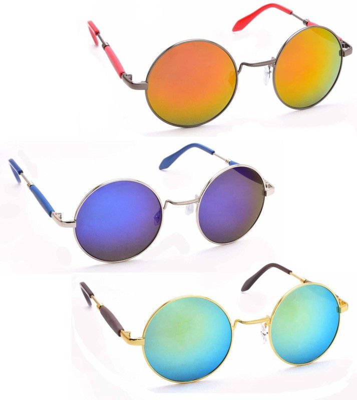 UV Protection Round Sunglasses (50)  (For Men & Women, Multicolor)