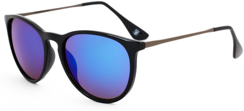Mirrored, UV Protection Round Sunglasses (53)  (For Men & Women, Blue)