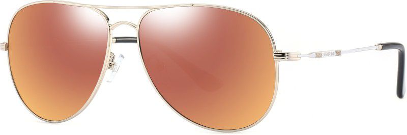 Polarized, Mirrored, Gradient, UV Protection Aviator Sunglasses (60)  (For Women, Golden)