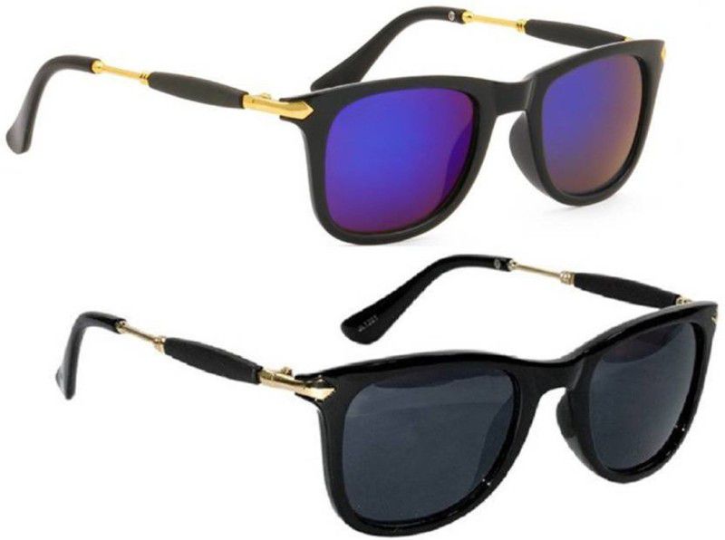 Gradient, UV Protection Retro Square Sunglasses (Free Size)  (For Men & Women, Black, Multicolor)