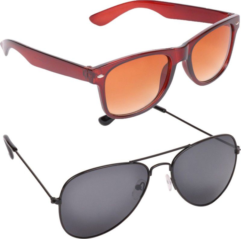 UV Protection Wayfarer, Aviator Sunglasses (Free Size)  (For Men & Women, Brown, Black)