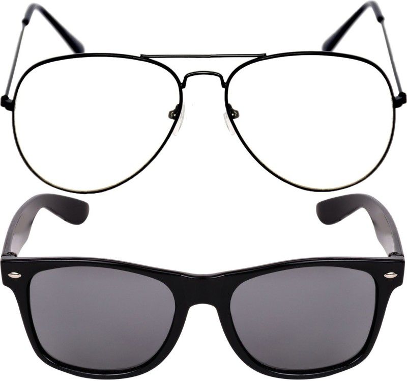 UV Protection Aviator, Wayfarer Sunglasses (Free Size)  (For Men & Women, Clear, Black)