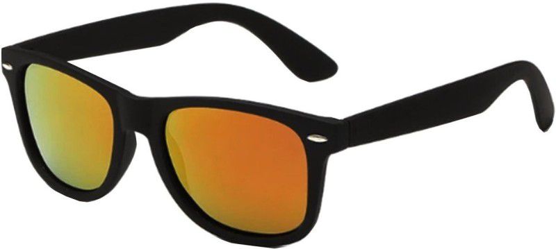 Polarized, Mirrored, UV Protection Wayfarer Sunglasses (52)  (For Men, Orange)