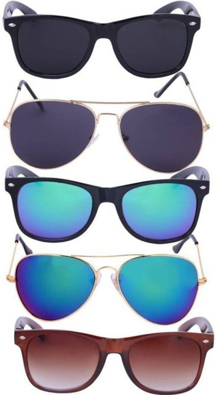 Mirrored, Gradient Wayfarer, Aviator Sunglasses (56)  (For Men & Women, Blue, Black, Brown)