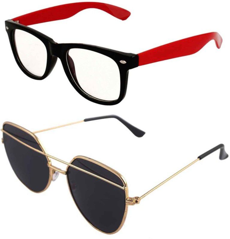 UV Protection Retro Square, Wayfarer Sunglasses (Free Size)  (For Men & Women, Black, Clear)