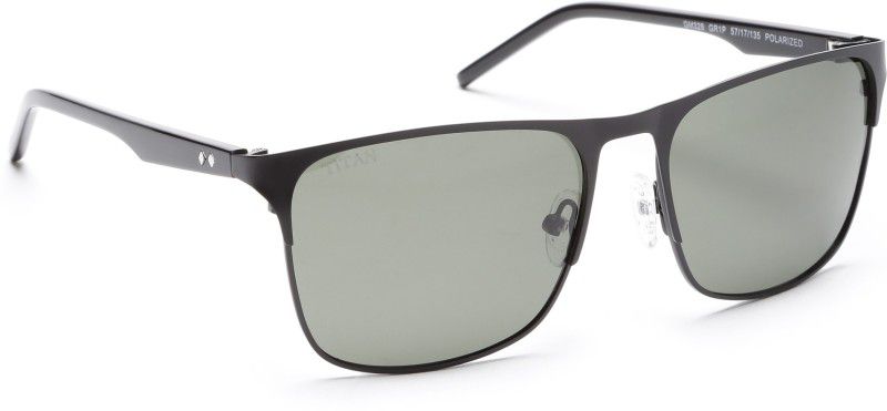 Polarized Rectangular Sunglasses (Free Size)  (For Men, Green)