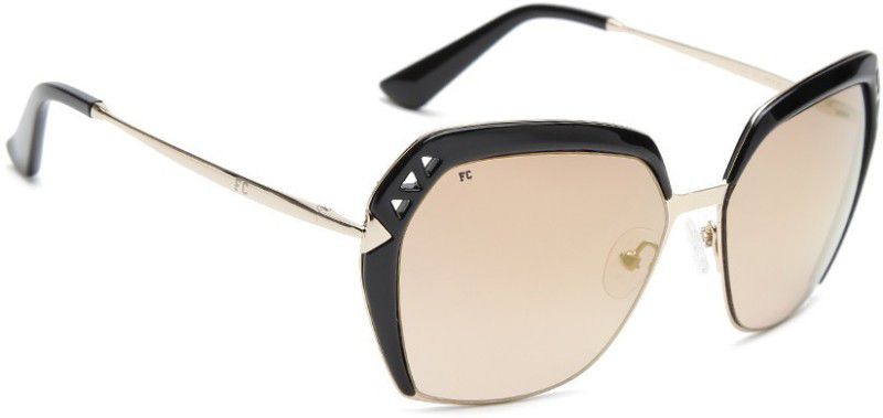 Mirrored Over-sized Sunglasses (Free Size)  (For Women, Brown, Golden)