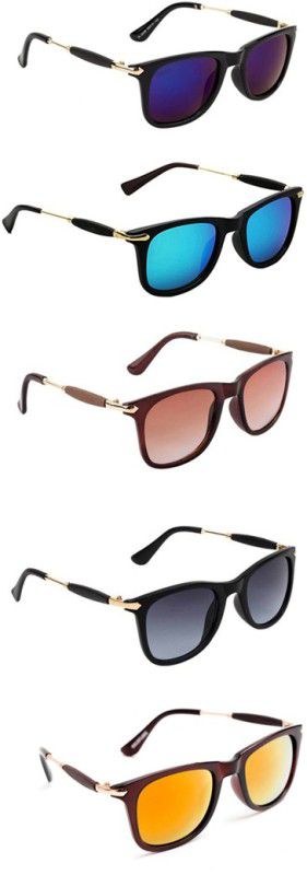 UV Protection, Gradient, Others Wayfarer Sunglasses (Free Size)  (For Men & Women, Violet, Blue, Brown, Grey, Orange)