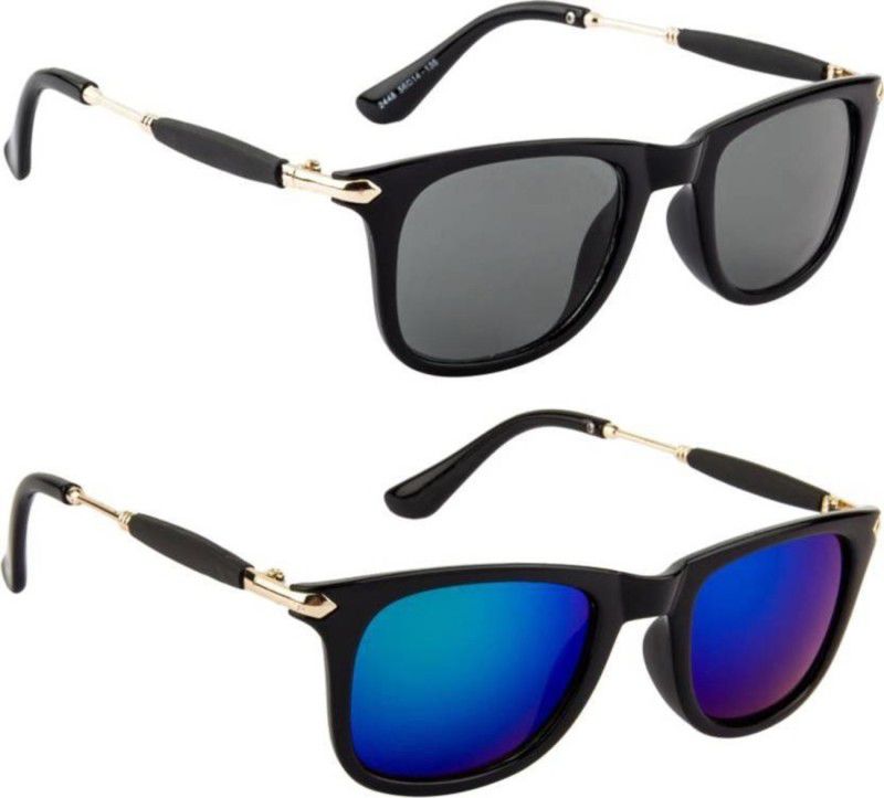 UV Protection Wayfarer Sunglasses (Free Size)  (For Men & Women, Black, Blue)