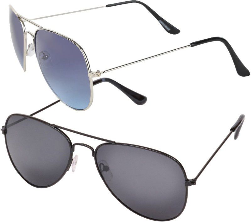 UV Protection Aviator Sunglasses (Free Size)  (For Men & Women, Blue, Black)
