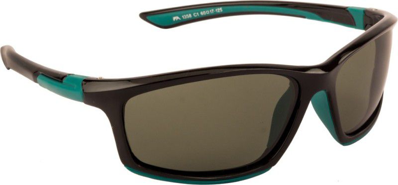 Polarized, UV Protection Wrap-around Sunglasses (60)  (For Men, Green)