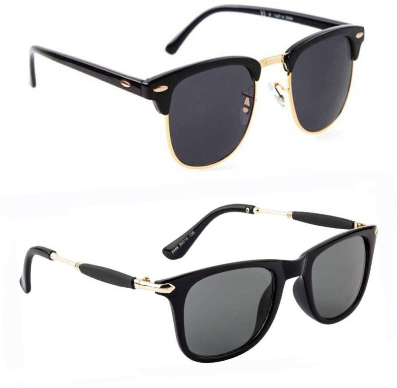 UV Protection, Mirrored Wayfarer Sunglasses (53)  (For Men & Women, Black)