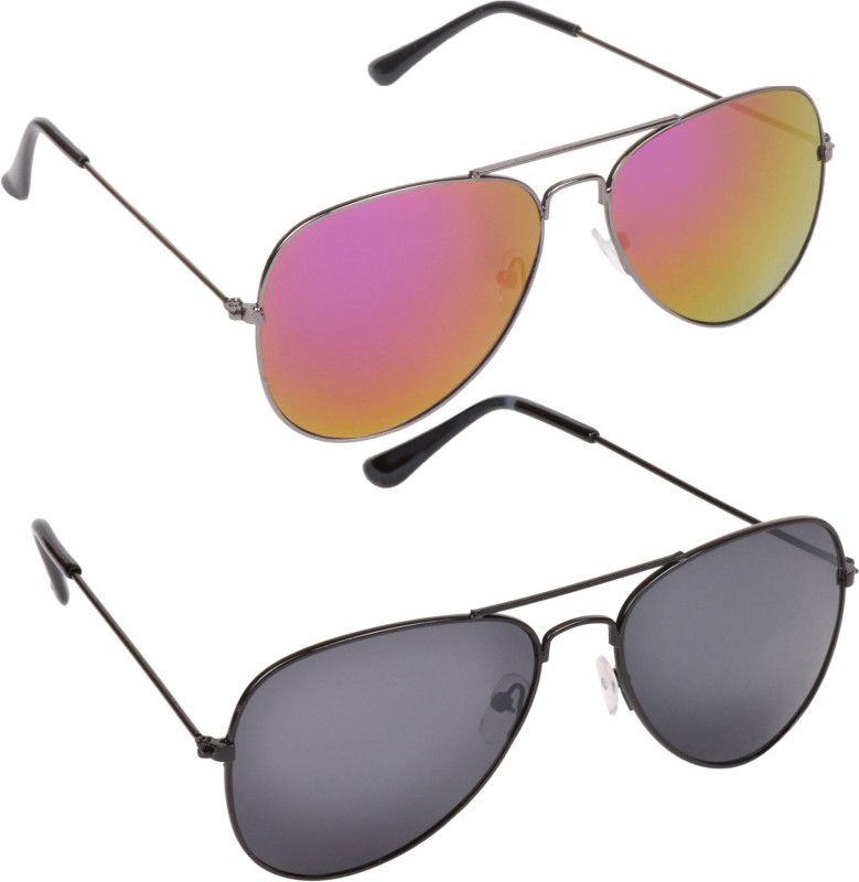 UV Protection Aviator Sunglasses (Free Size)  (For Men & Women, Red, Black)