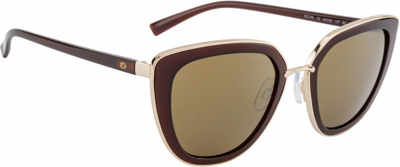 Mirrored Cat-eye Sunglasses (52)  (For Women, Brown)