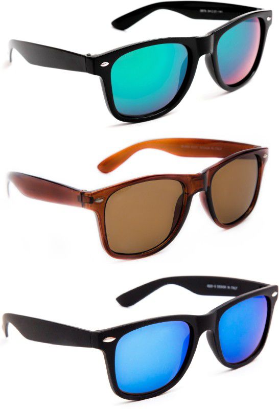 Mirrored, UV Protection Wayfarer Sunglasses (Free Size)  (For Men & Women, Green, Brown, Blue)