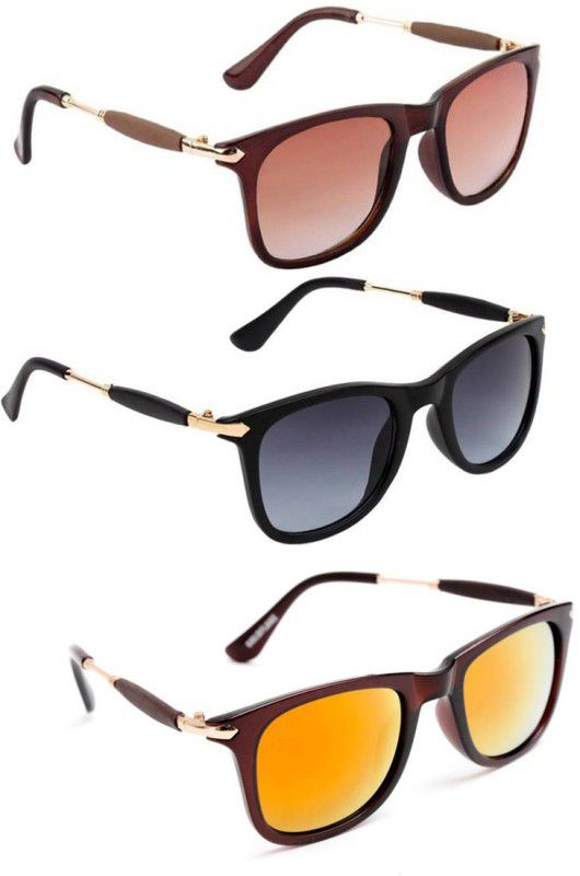 UV Protection, Gradient, Others Wayfarer Sunglasses (Free Size)  (For Men & Women, Brown, Grey, Orange)