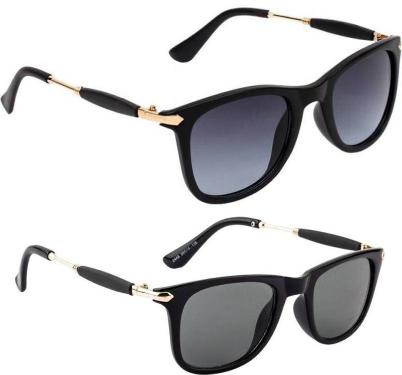 UV Protection, Gradient, Others Wayfarer Sunglasses (Free Size)  (For Men & Women, Grey, Black)