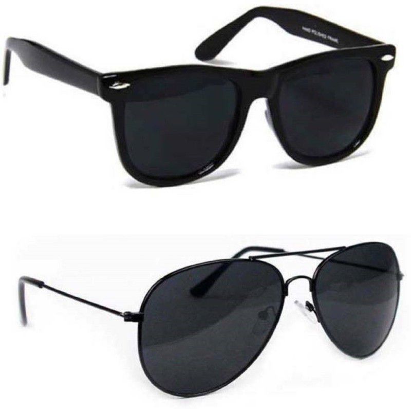 UV Protection Aviator, Wayfarer Sunglasses (54)  (For Men & Women, Black, Black)