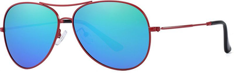 Polarized, Mirrored, UV Protection Aviator Sunglasses (61)  (For Men & Women, Blue)