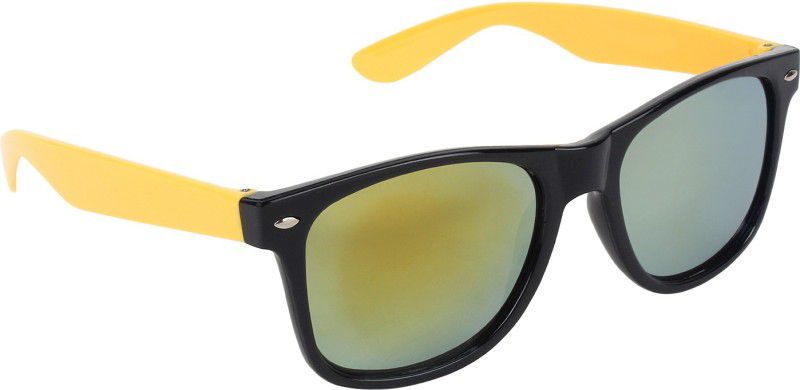 Mirrored, UV Protection Wayfarer Sunglasses (53)  (For Men & Women, Golden, Green)