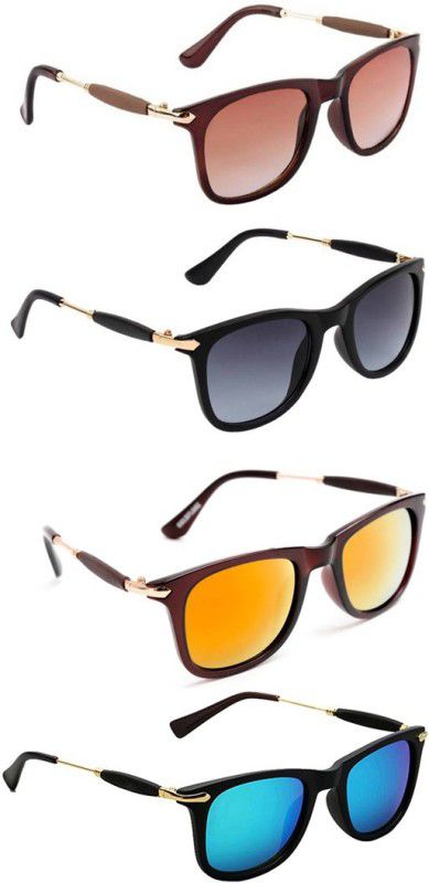 UV Protection, Gradient, Others Wayfarer Sunglasses (Free Size)  (For Men & Women, Brown, Grey, Orange, Blue)