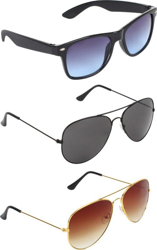 Gradient, UV Protection Wayfarer, Aviator, Aviator Sunglasses (53)  (For Men & Women, Blue, Black, Brown)