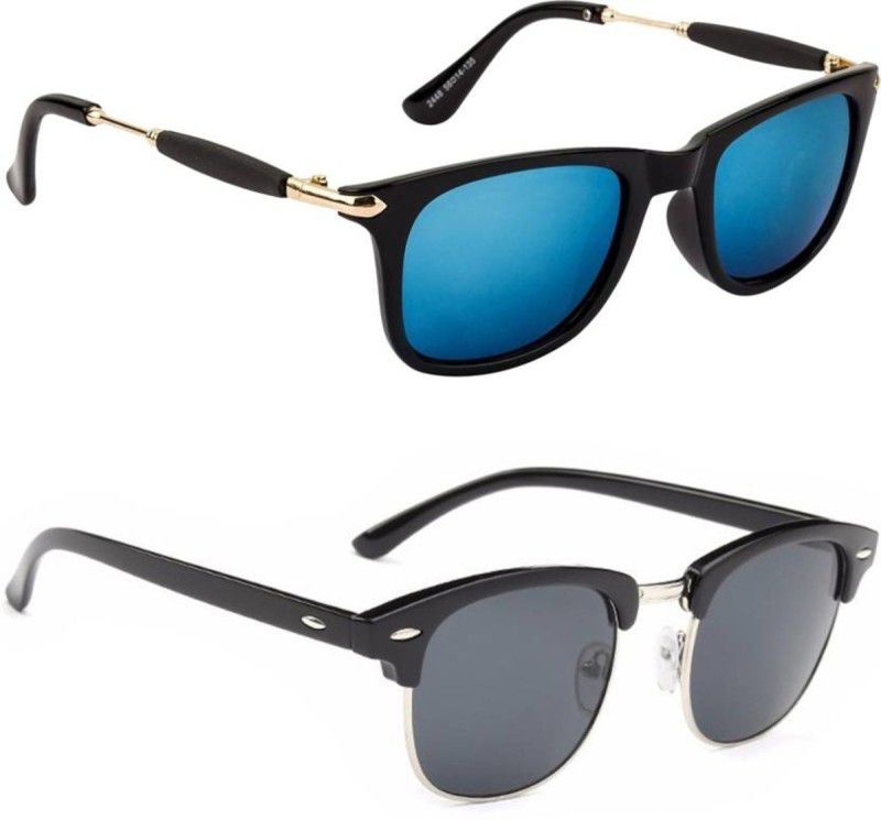 UV Protection Wayfarer Sunglasses (Free Size)  (For Men, Black, Blue)