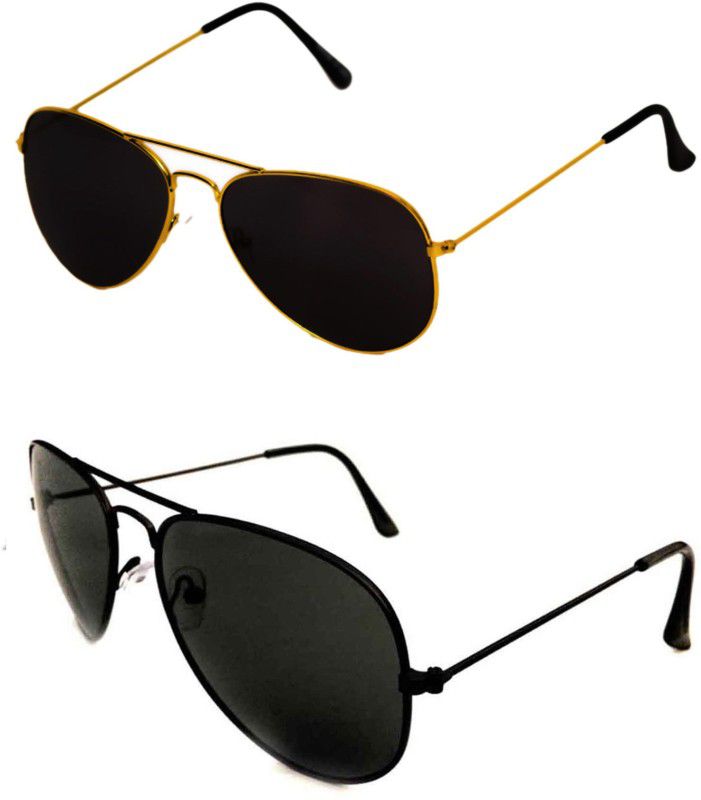 UV Protection Aviator Sunglasses (Free Size)  (For Men & Women, Black, Black)