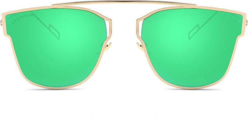 Mirrored Cat-eye Sunglasses (Free Size)  (For Men & Women, Green)