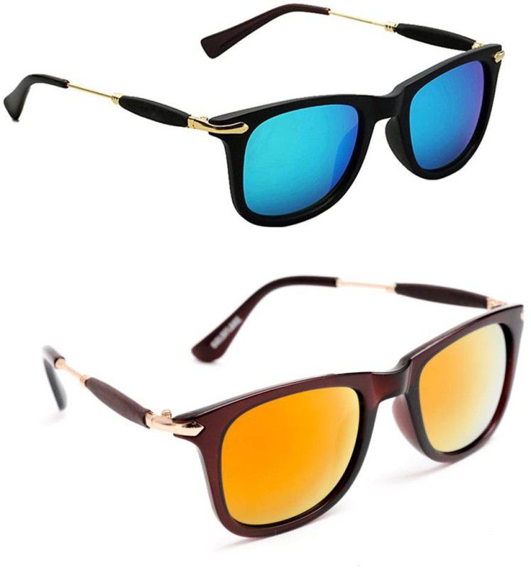 UV Protection, Gradient, Others Wayfarer Sunglasses (Free Size)  (For Men & Women, Blue, Orange)