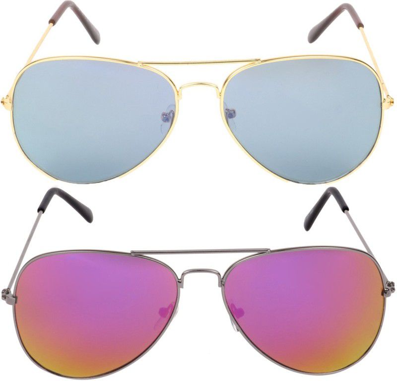 UV Protection Aviator Sunglasses (Free Size)  (For Men & Women, Black, Red)