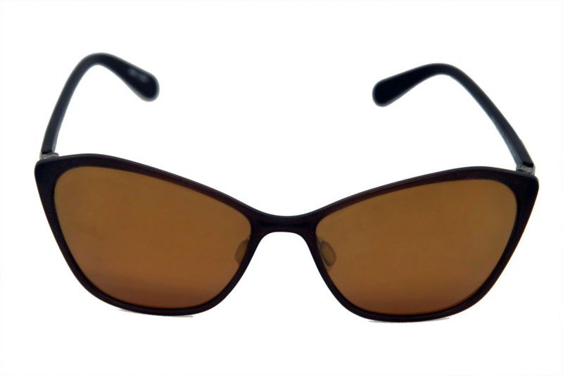 Polarized Cat-eye Sunglasses (57)  (For Men & Women, Golden)