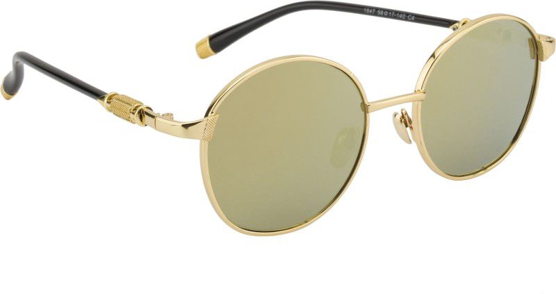 Mirrored Round Sunglasses (58)  (For Men & Women, Grey, Golden)