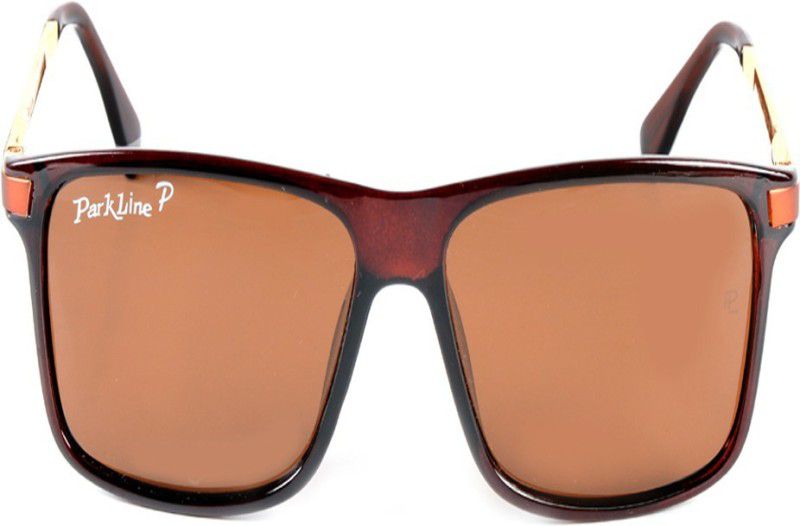 Polarized Rectangular Sunglasses (56)  (For Boys & Girls, Brown)