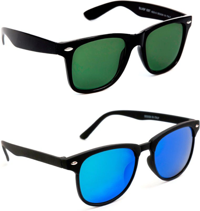 Mirrored, UV Protection Wayfarer Sunglasses (Free Size)  (For Men & Women, Green, Blue)