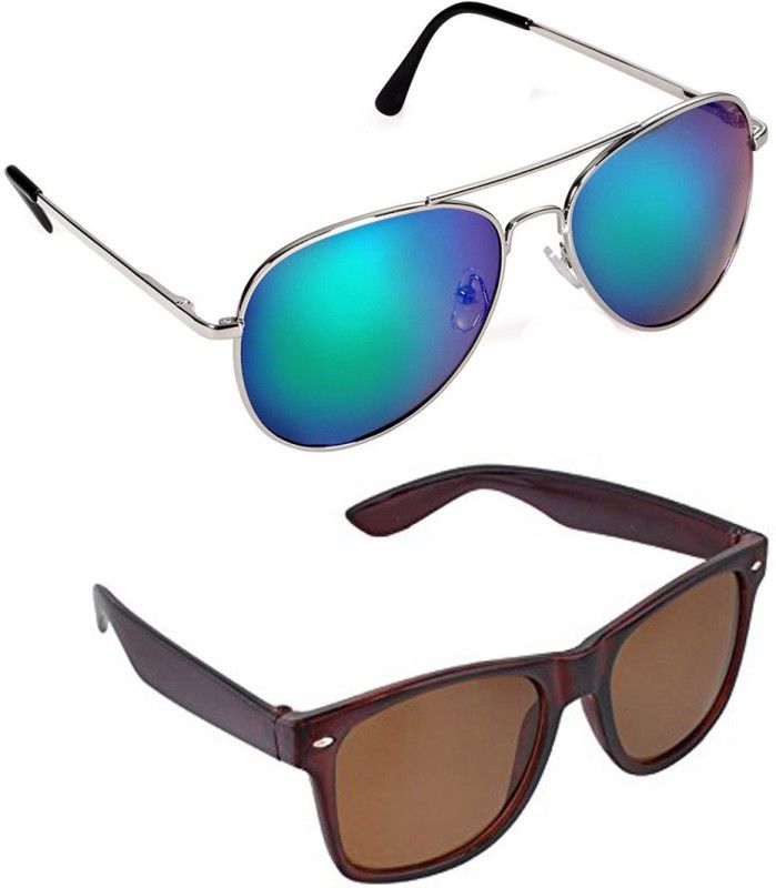 UV Protection Aviator Sunglasses (55)  (For Men, Green, Brown)