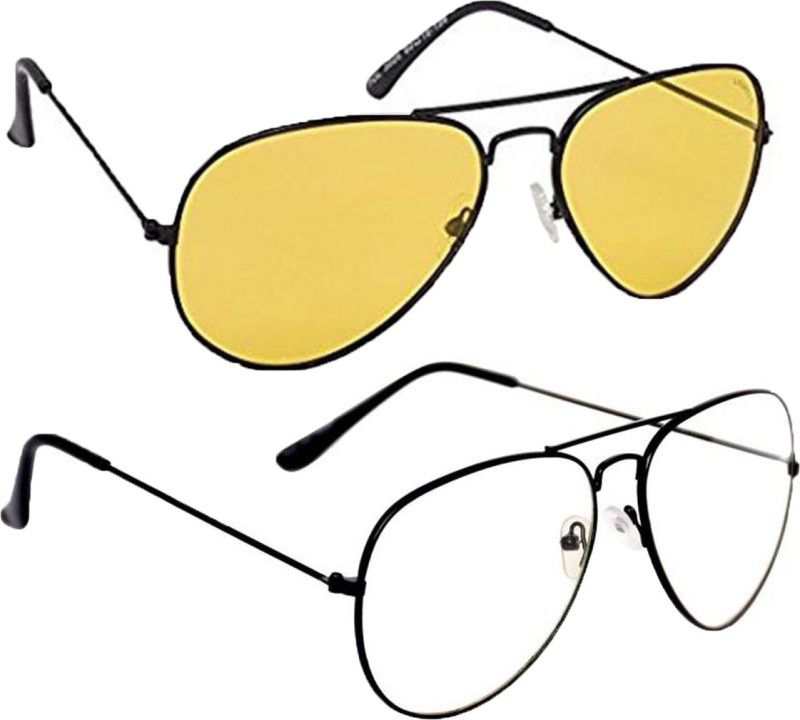 UV Protection Aviator Sunglasses (Free Size)  (For Men & Women, Yellow, Clear)