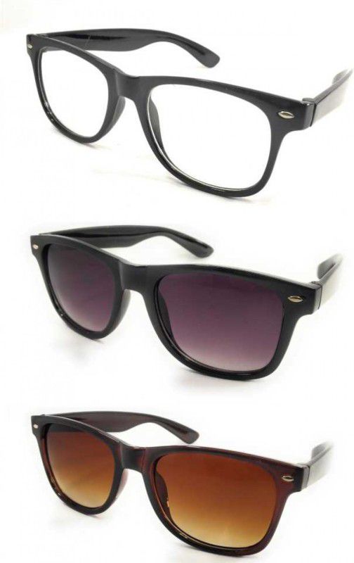 UV Protection, Others Wayfarer Sunglasses (54)  (For Men & Women, Clear, Black, Brown)