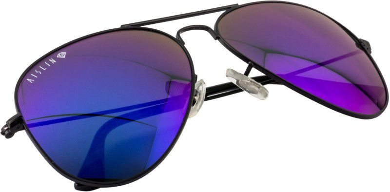 UV Protection, Mirrored, Gradient Aviator Sunglasses (60)  (For Men & Women, Violet, Blue)