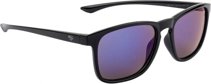 Mirrored Wayfarer Sunglasses (53)  (For Men & Women, Blue)