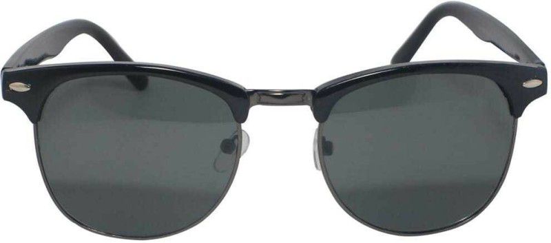 UV Protection Clubmaster Sunglasses (55)  (For Men & Women, Black)