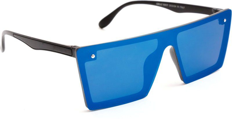 Mirrored, UV Protection Rectangular Sunglasses (Free Size)  (For Men & Women, Blue)