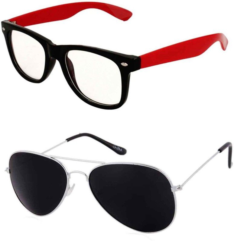 UV Protection Aviator, Wayfarer Sunglasses (Free Size)  (For Men & Women, Black, Clear)