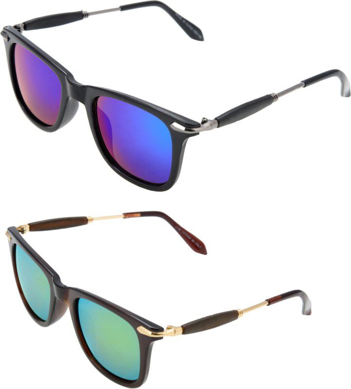 UV Protection Aviator, Wayfarer, Round Sunglasses (Free Size)  (For Men & Women, Blue, Orange)