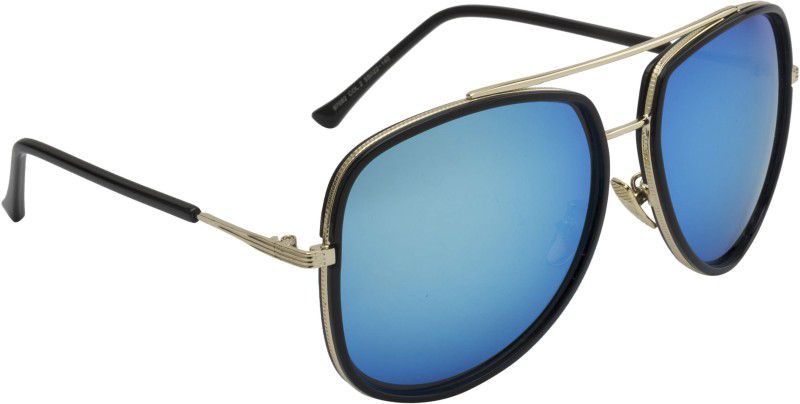 Mirrored Aviator Sunglasses (55)  (For Men & Women, Blue)